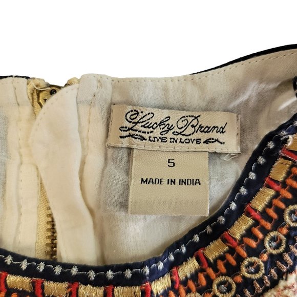 Lucky Brand Beaded embroidered Neckline Ikat Southwestern Dress Rodeo size 5 - Picture 5 of 6